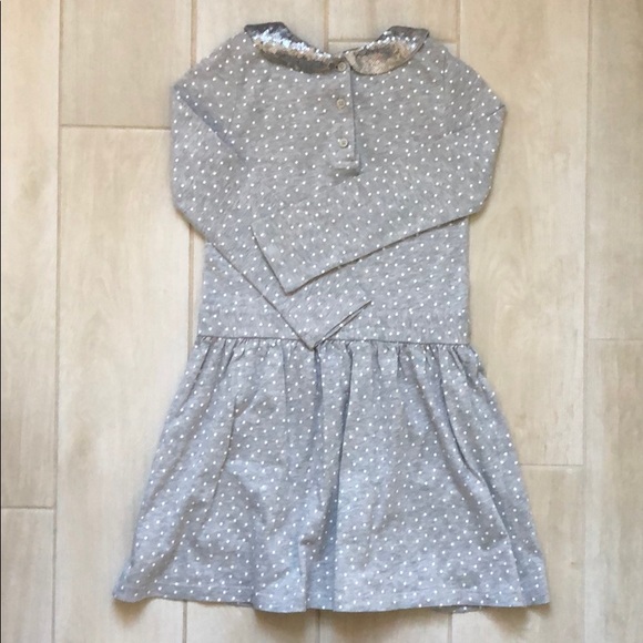 Girls Cotton Gray and White Dress - Picture 3 of 5